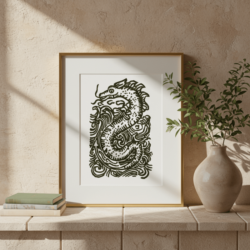 Loch Ness Sea Monster Folklore Art Print Reproduction - Starry Skies Austin