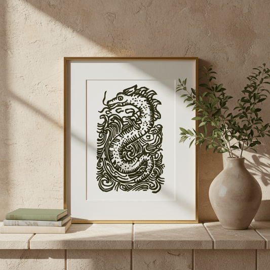 Loch Ness Sea Monster Folklore Art Print Reproduction - Starry Skies Austin