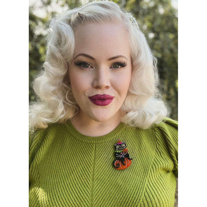 Lolligagger #3 Brooch by Johanna Parker x Lipstick & Chrome — Folk Art Character Pin - Starry Skies Austin