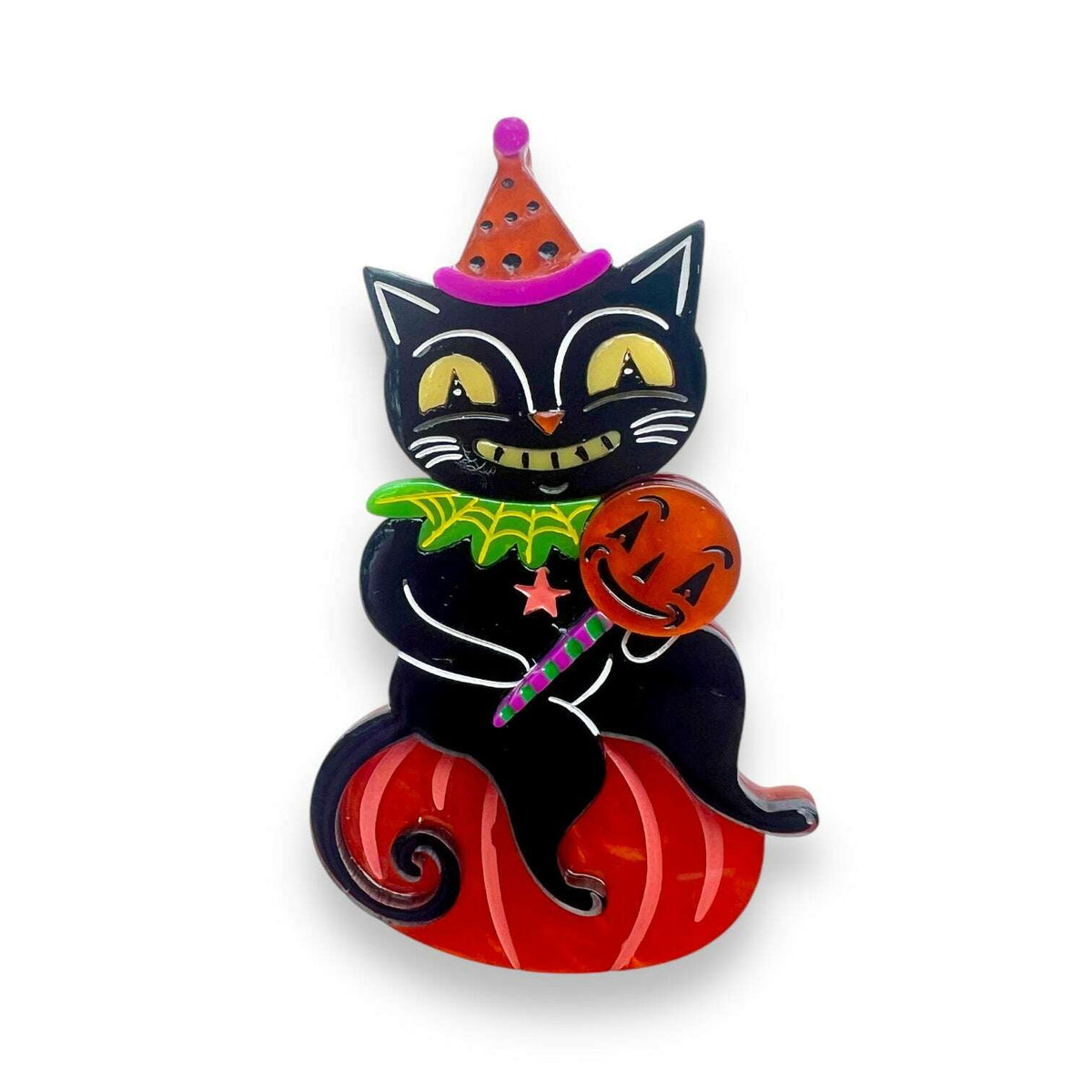 Lolligagger #3 Brooch by Johanna Parker x Lipstick & Chrome — Folk Art Character Pin - Starry Skies Austin