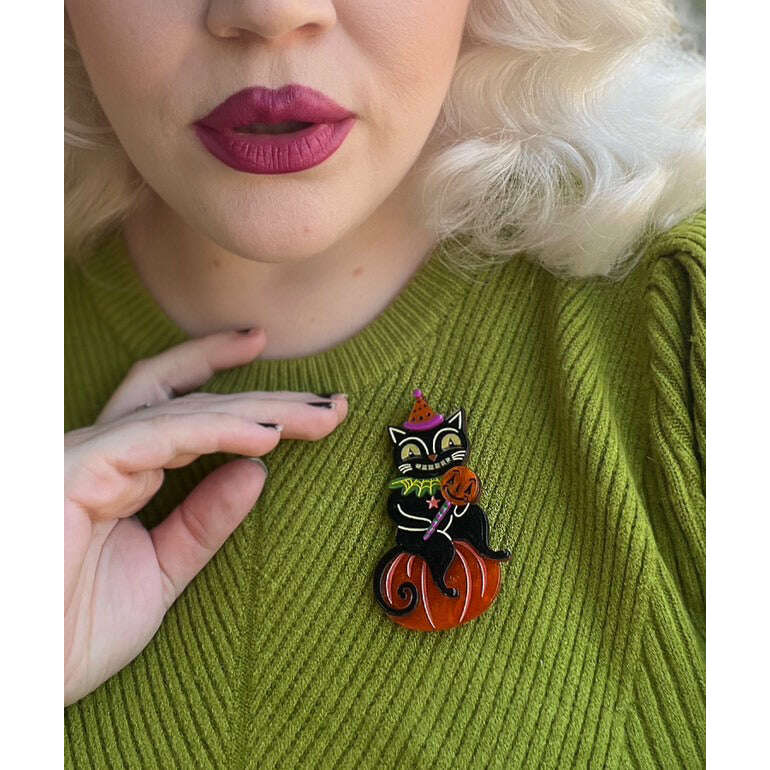 Lolligagger #3 Brooch by Johanna Parker x Lipstick & Chrome — Folk Art Character Pin - Starry Skies Austin