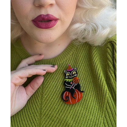 Lolligagger #3 Brooch by Johanna Parker x Lipstick & Chrome — Folk Art Character Pin - Starry Skies Austin
