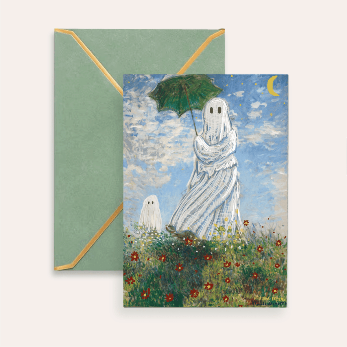 Madame Monet Halloween Remaster Fine Art Greeting Card - Starry Skies Austin