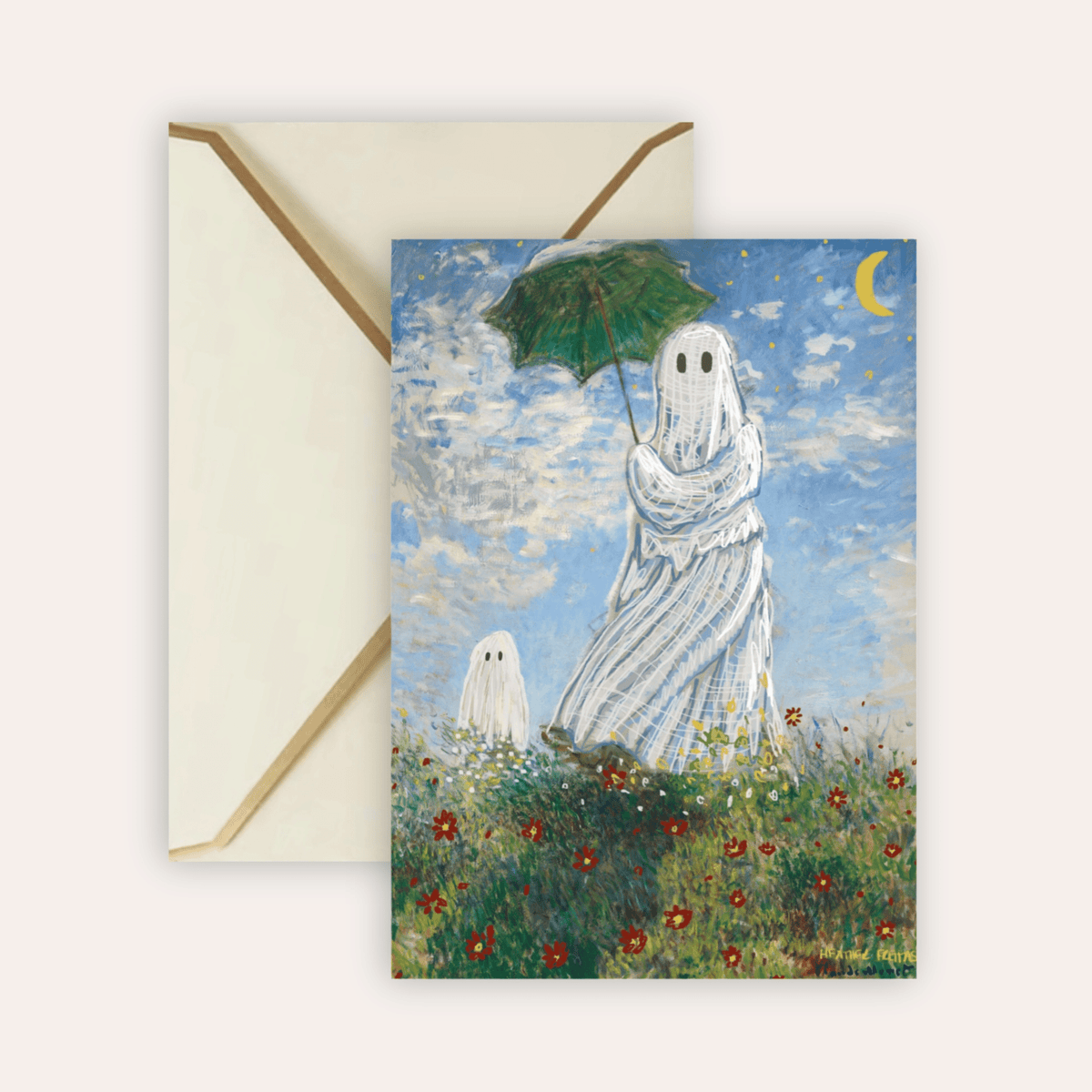 Madame Monet Halloween Remaster Fine Art Greeting Card - Starry Skies Austin