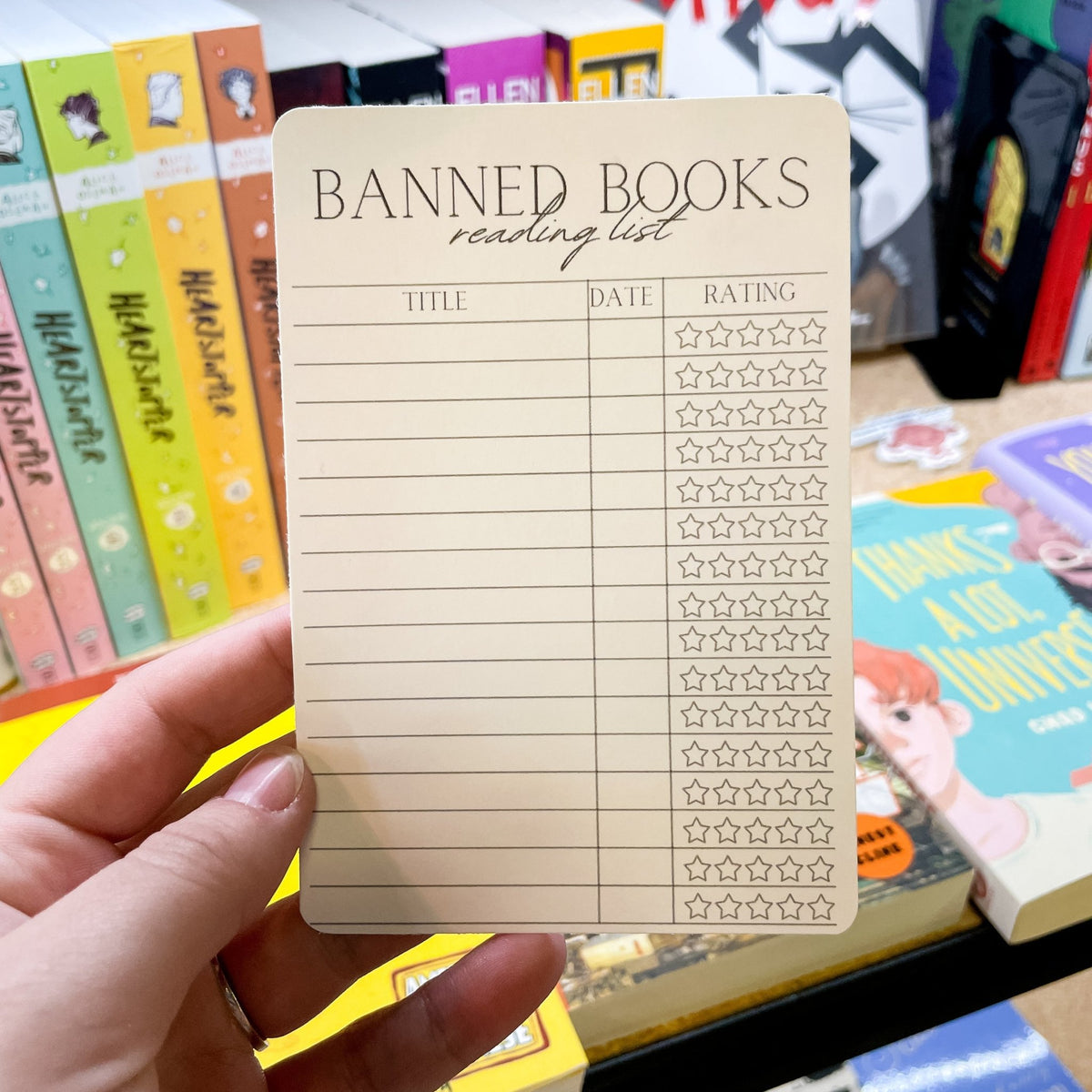 Maddie Fox (Shop Book Fox) Banned Books Reading List Bookmark | Book Rating | Bookish Gifts | Reader Gifts | Bookmarks | 3”x5” - Starry Skies Austin