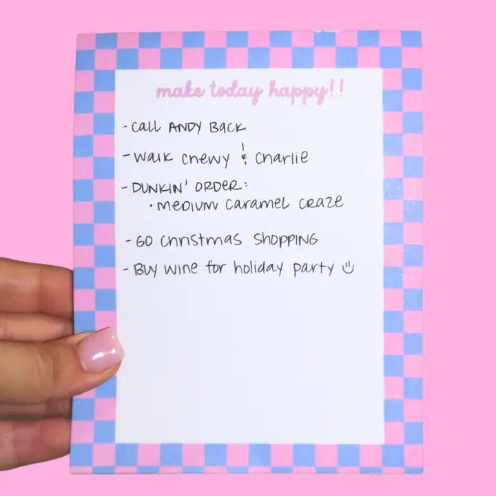 "Make Today Happen" Checkered note pad - Starry Skies Austin