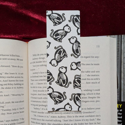 Medieval Cat Skeleton Bookmark Paper Keepsake for Readers - Starry Skies Austin