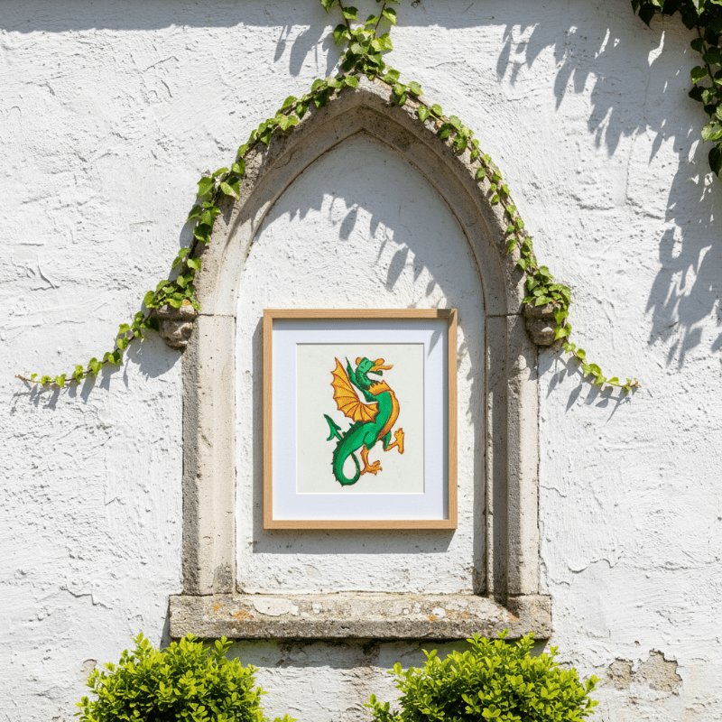 Medieval Dragon Illustration Fine Art Print | Folklore Wall Art - Starry Skies Austin