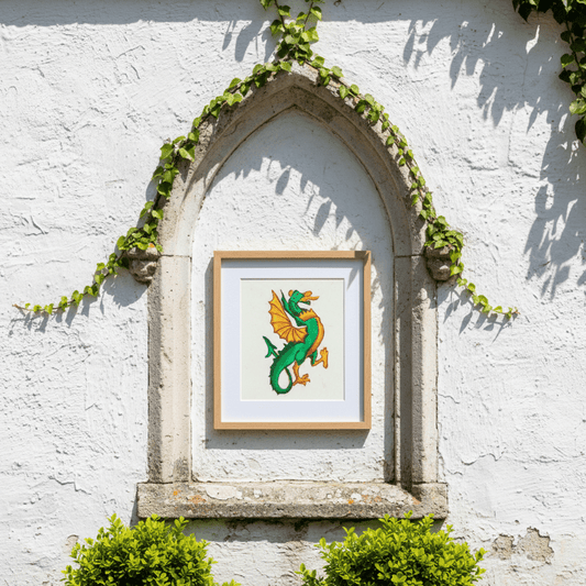 Medieval Dragon Illustration Fine Art Print | Folklore Wall Art - Starry Skies Austin
