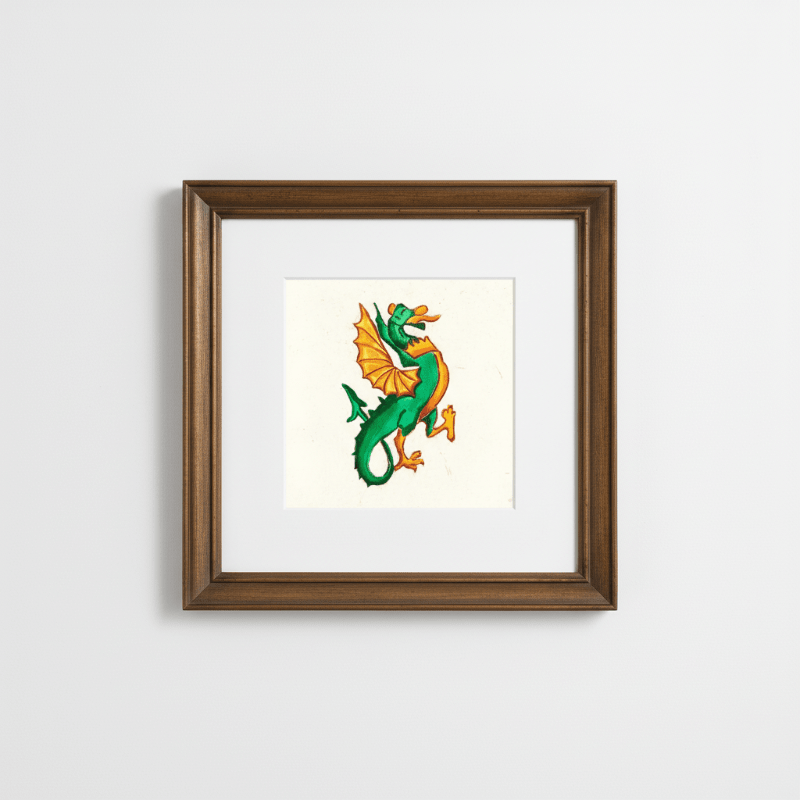 Medieval Dragon Illustration Fine Art Print | Folklore Wall Art - Starry Skies Austin