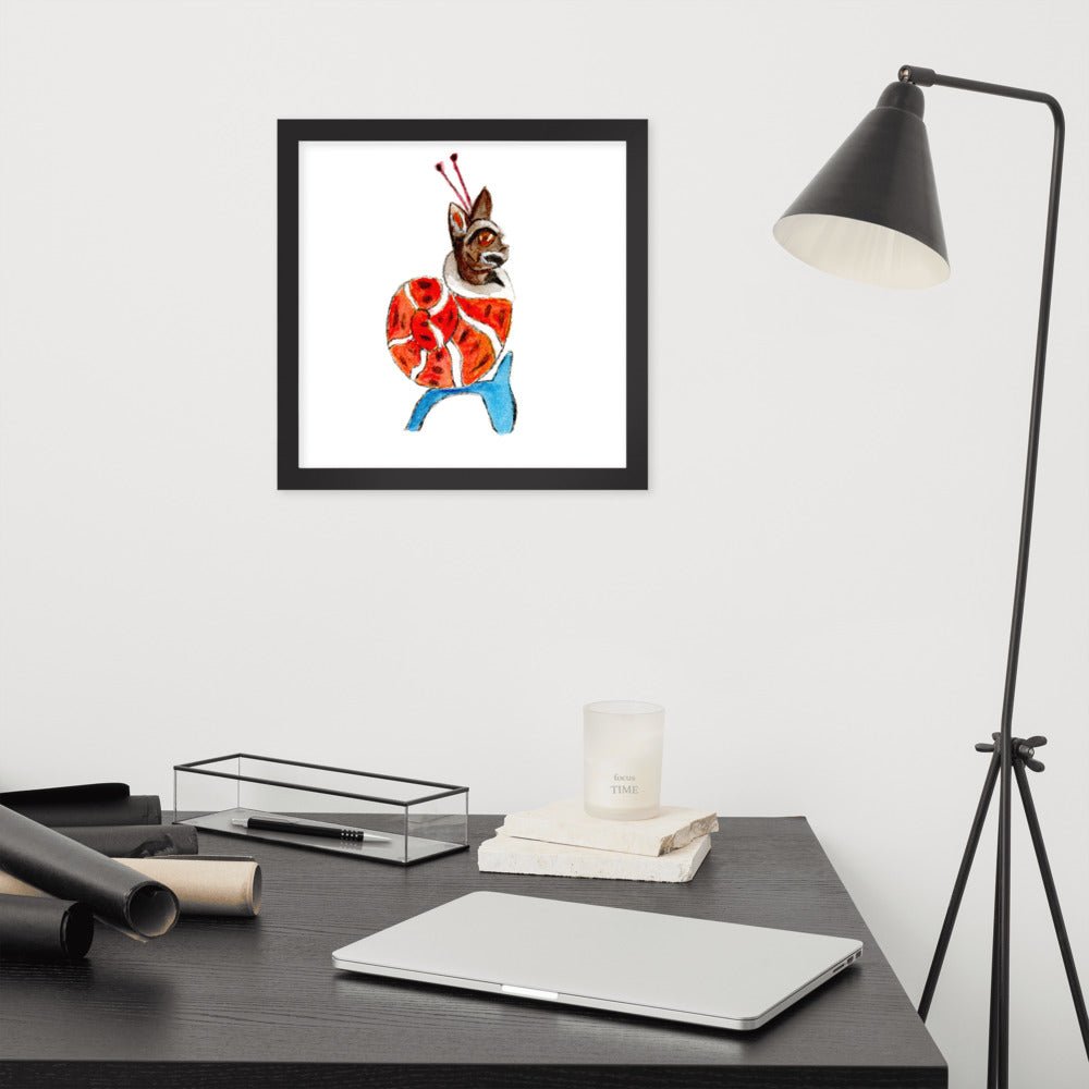 Medieval Snail Cat Framed Poster Ready to Hang Wall Art - Starry Skies Austin