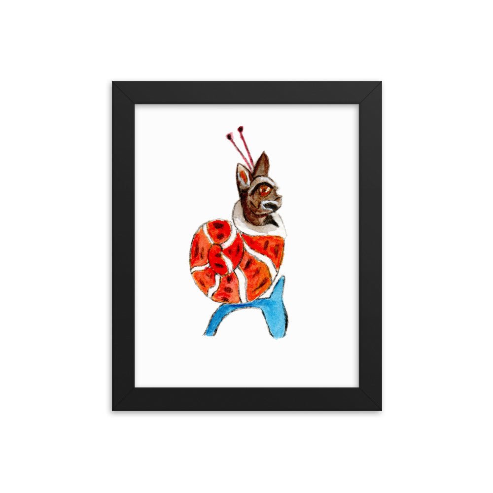 Medieval Snail Cat Framed Poster Ready to Hang Wall Art - Starry Skies Austin