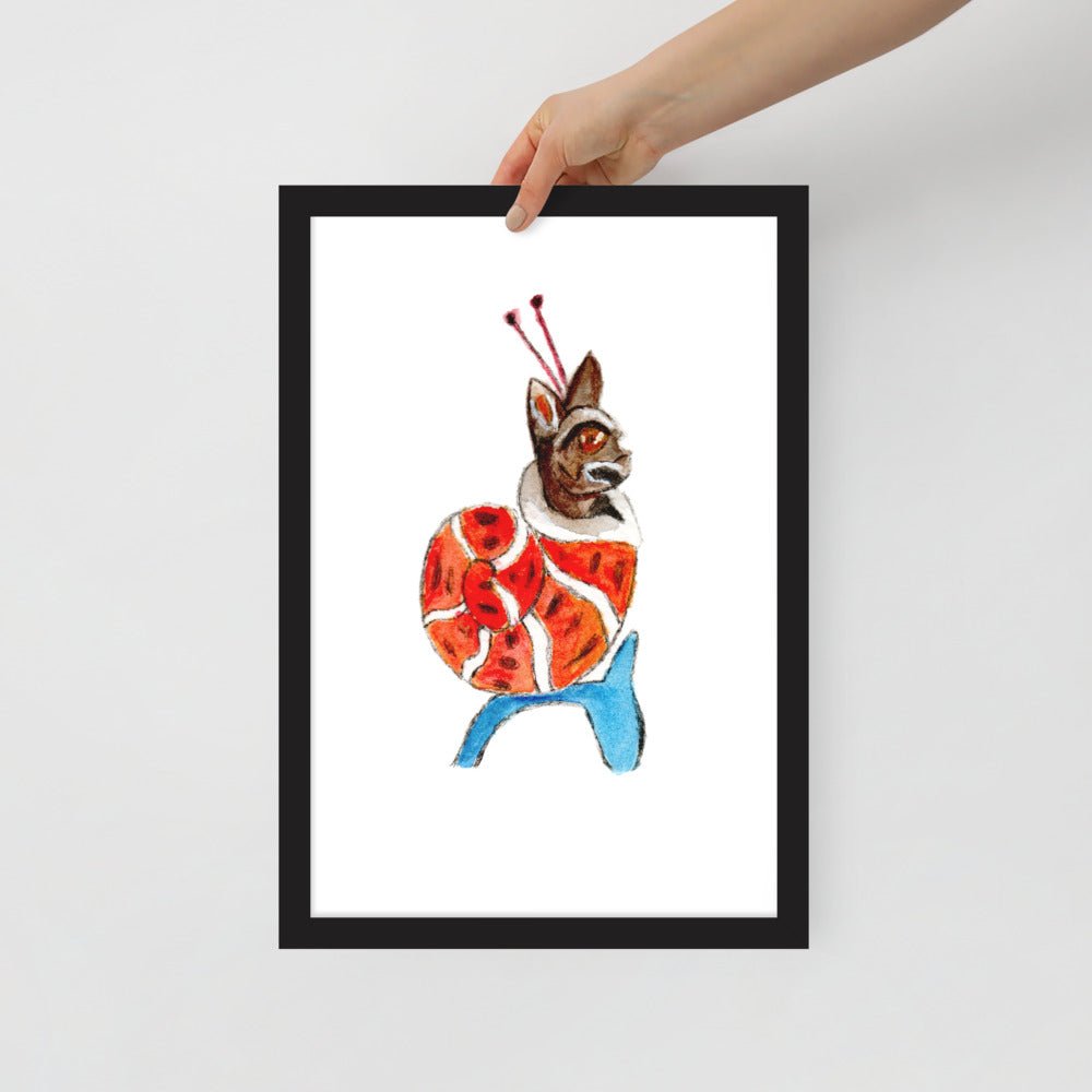 Medieval Snail Cat Framed Poster Ready to Hang Wall Art - Starry Skies Austin