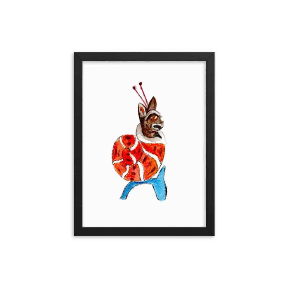 Medieval Snail Cat Framed Poster Ready to Hang Wall Art - Starry Skies Austin