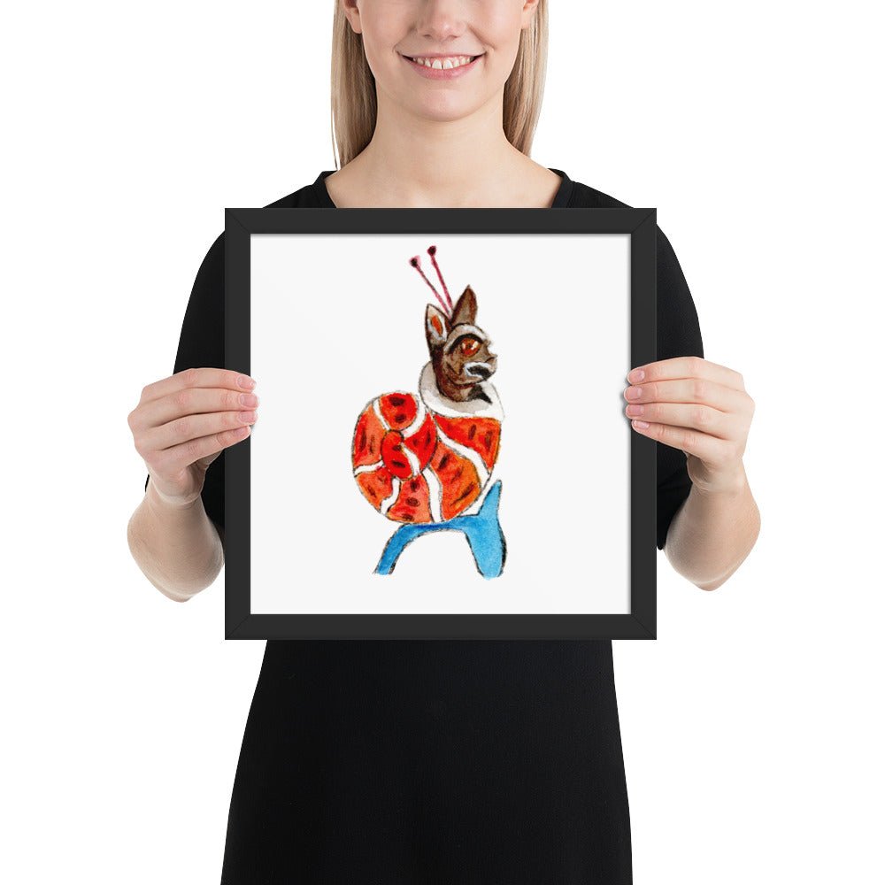 Medieval Snail Cat Framed Poster Ready to Hang Wall Art - Starry Skies Austin