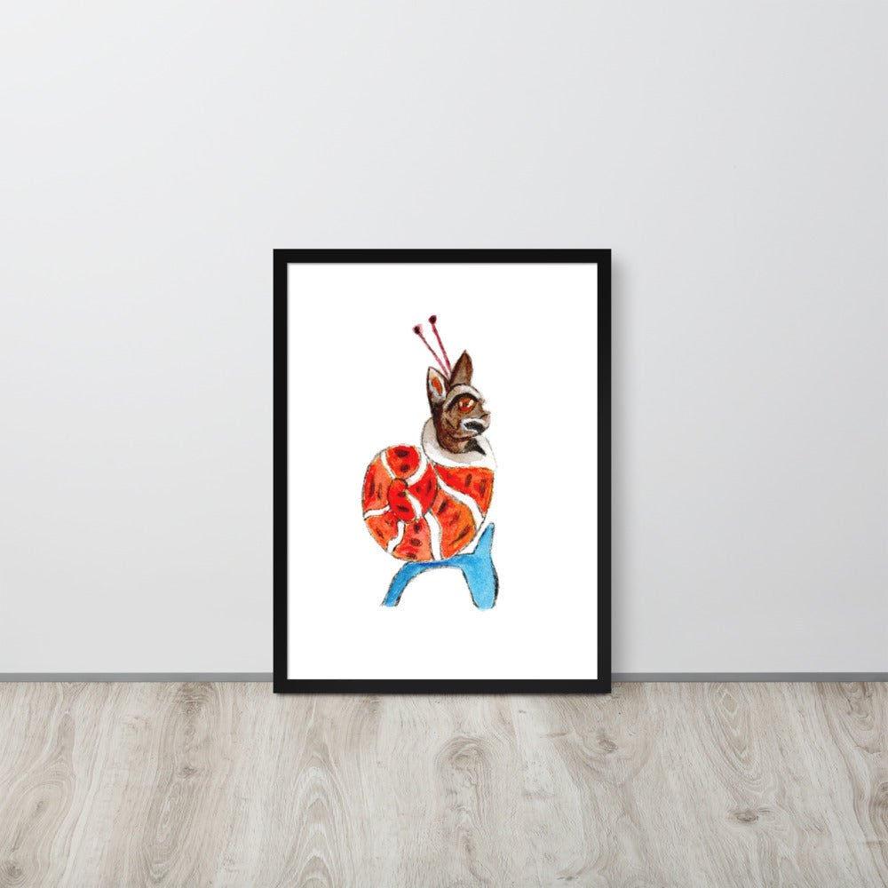 Medieval Snail Cat Framed Poster Ready to Hang Wall Art - Starry Skies Austin