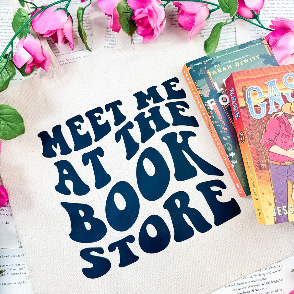 Meet Me at the Bookstore Canvas Tote Bag - Perfect Bookish Accessory for Stylish and Eco-Friendly Bookstore Trips - Starry Skies Austin