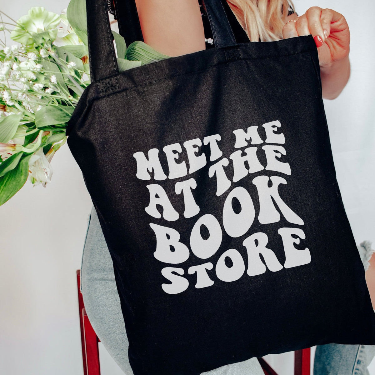 Meet Me at the Bookstore Canvas Tote Bag - Perfect Bookish Accessory for Stylish and Eco-Friendly Bookstore Trips - Starry Skies Austin