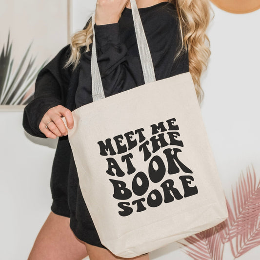 Meet Me at the Bookstore Canvas Tote Bag - Perfect Bookish Accessory for Stylish and Eco-Friendly Bookstore Trips - Starry Skies Austin
