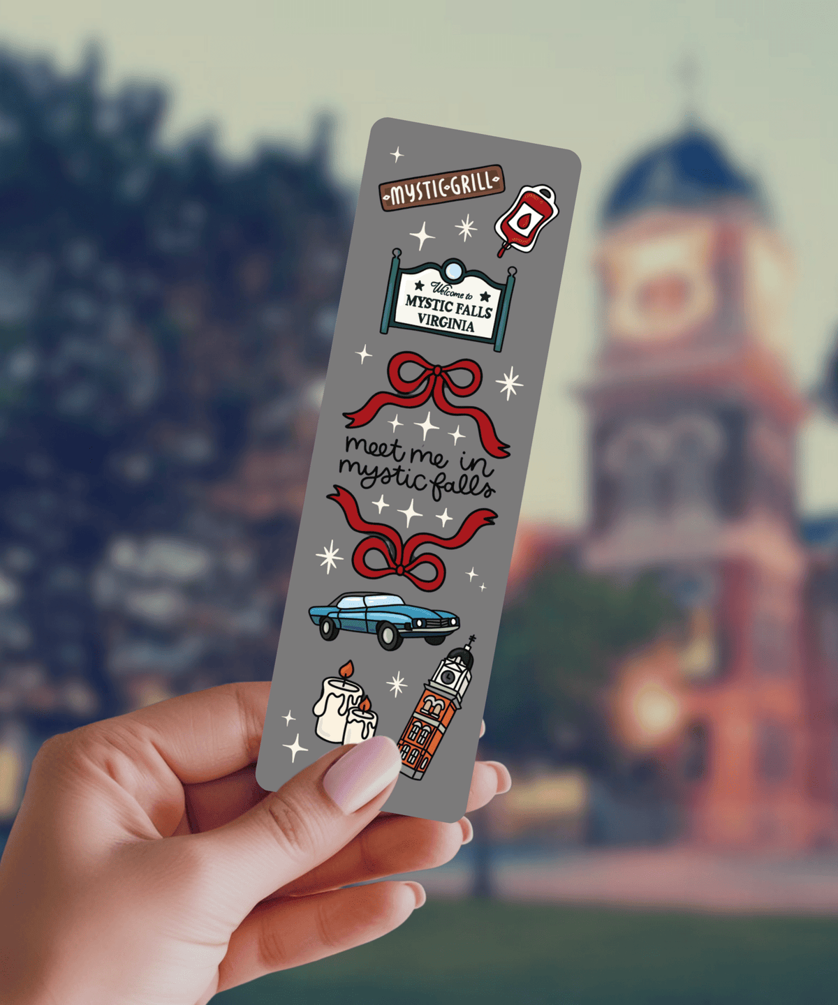Meet Me in Mystic Falls TVD Inspired Dual-Sided Matte Cardstock Bookmark - Starry Skies Austin
