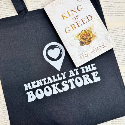 Mentally at the Bookstore Canvas Tote Bag – Perfect for Bookstore Adventures - Starry Skies Austin