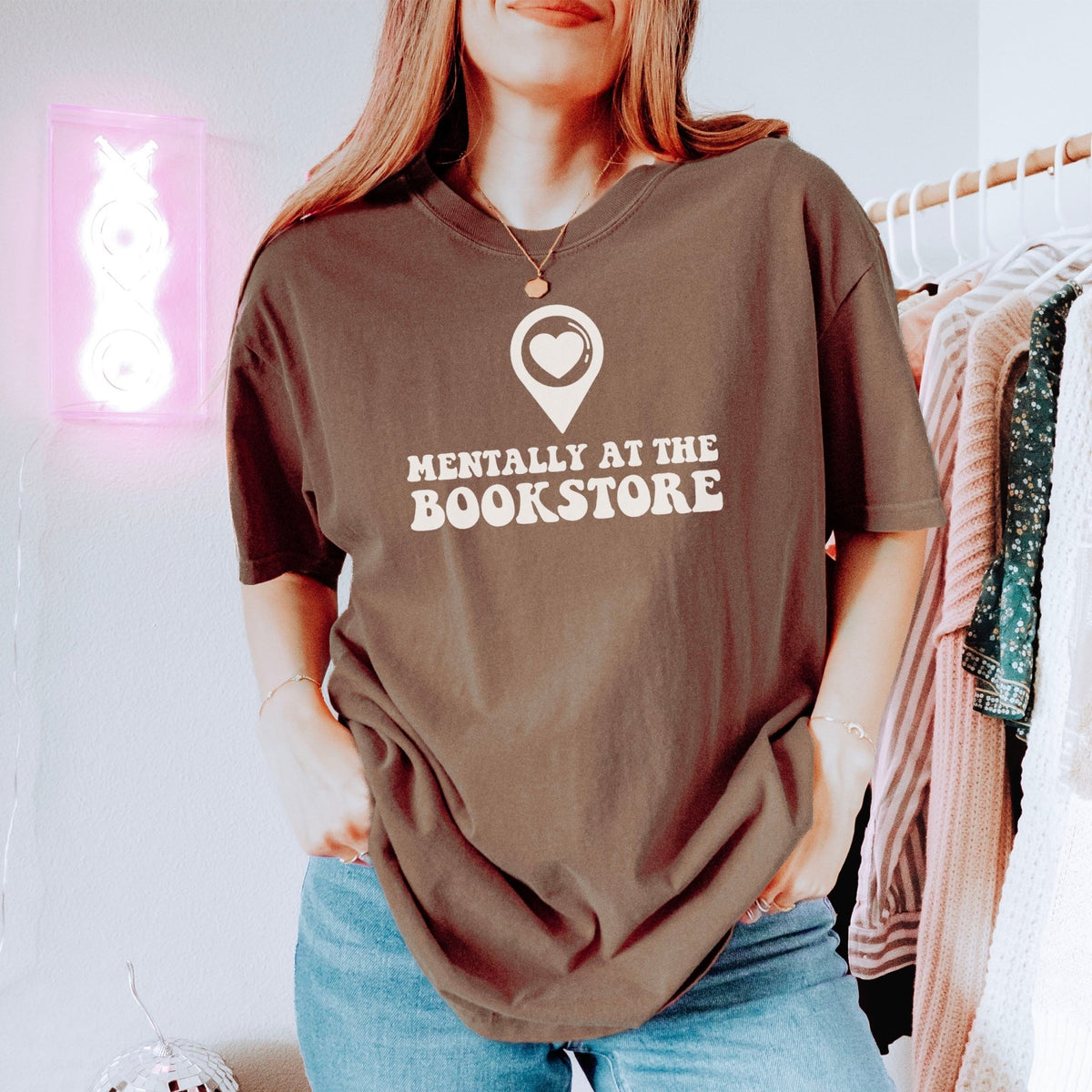 Mentally at the Bookstore Premium Comfort Colors Shirt for Book Lovers - Starry Skies Austin