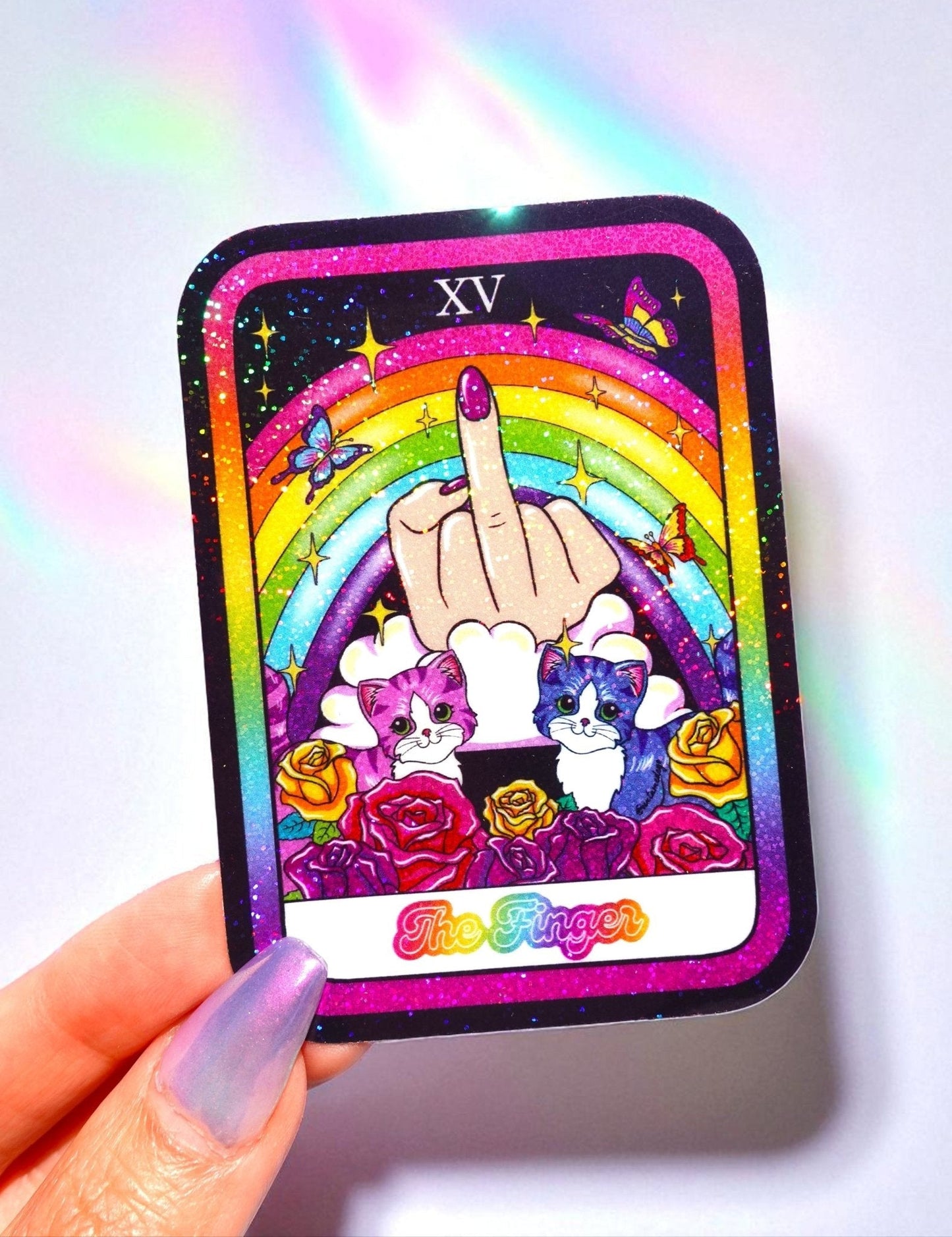 Middle Finger Tarot Card Sticker - Starry Skies Austin