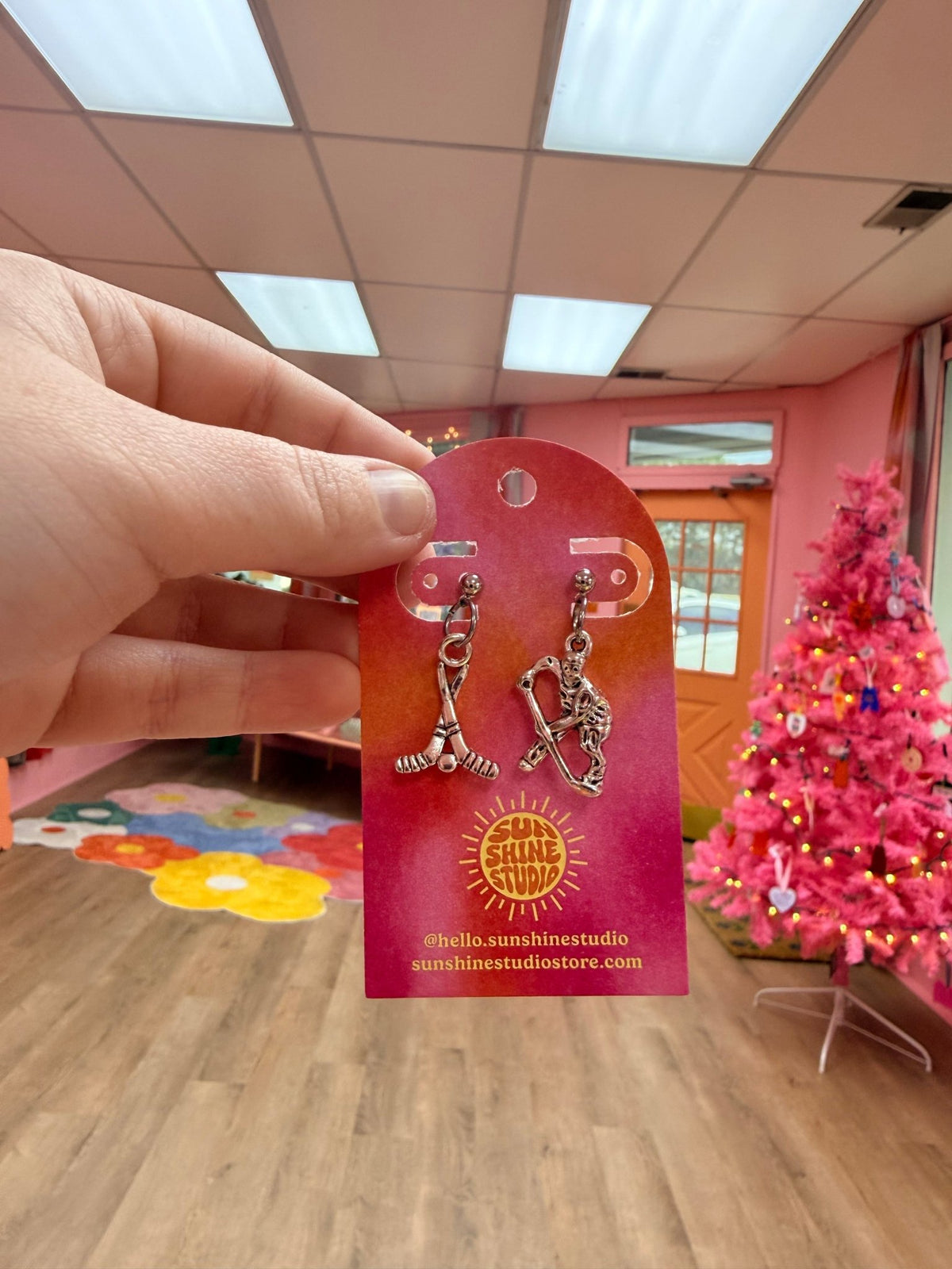 Mismatched Hockey Gear Earrings - Starry Skies Austin