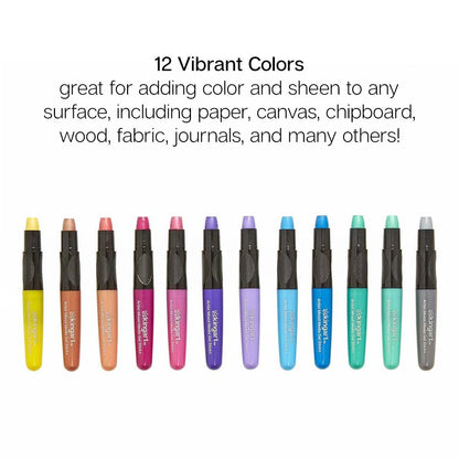 Mixed Media Gel Stick Crayons - 12 Metallic Colors - Starry Skies Austin
