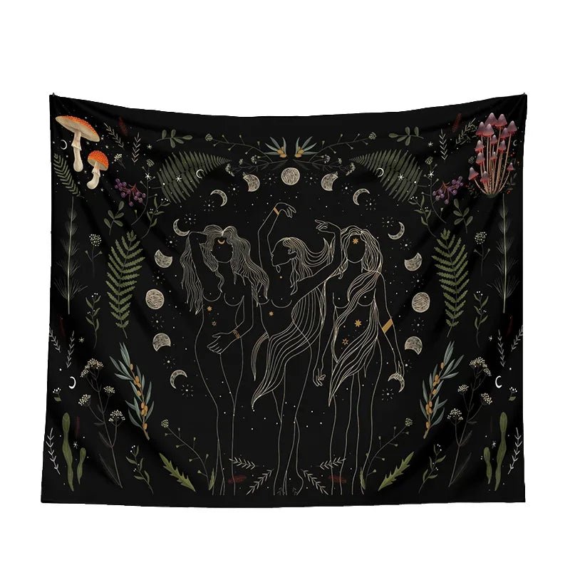 Moon Phase Black Tapestries - Starry Skies Austin