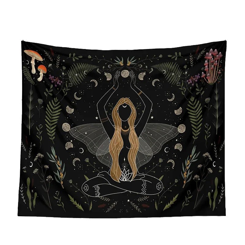 Moon Phase Black Tapestries - Starry Skies Austin