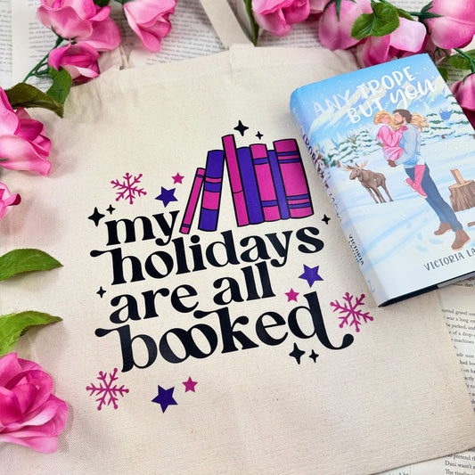 My Holidays Are All Booked Canvas Tote Bag – Festive Holiday Bookish Gift for Readers - Starry Skies Austin