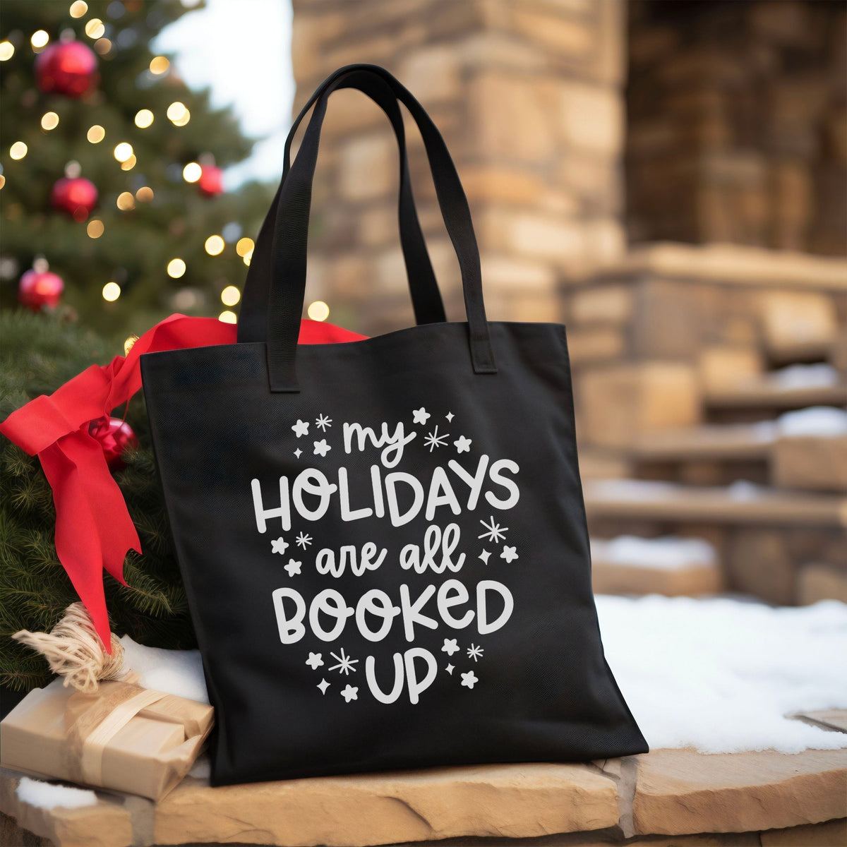 My Holidays Are All Booked Up Canvas Tote – Perfect for Book Lovers & Holiday Shopping - Starry Skies Austin