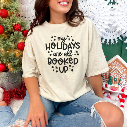 My Holidays Are All Booked Up - Comfort Colors Premium Bookish Christmas Shirt - Starry Skies Austin