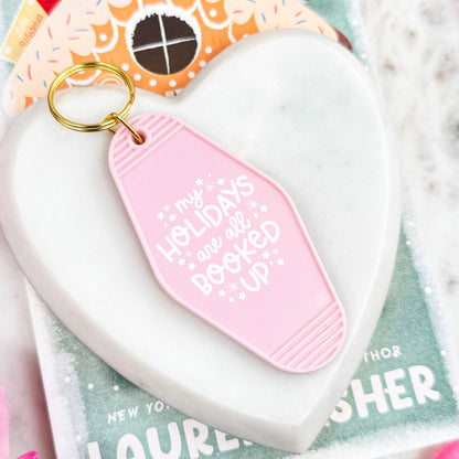 My Holidays Are All Booked Up Keychain – Festive Bookish Motel Keychain for Readers - Starry Skies Austin