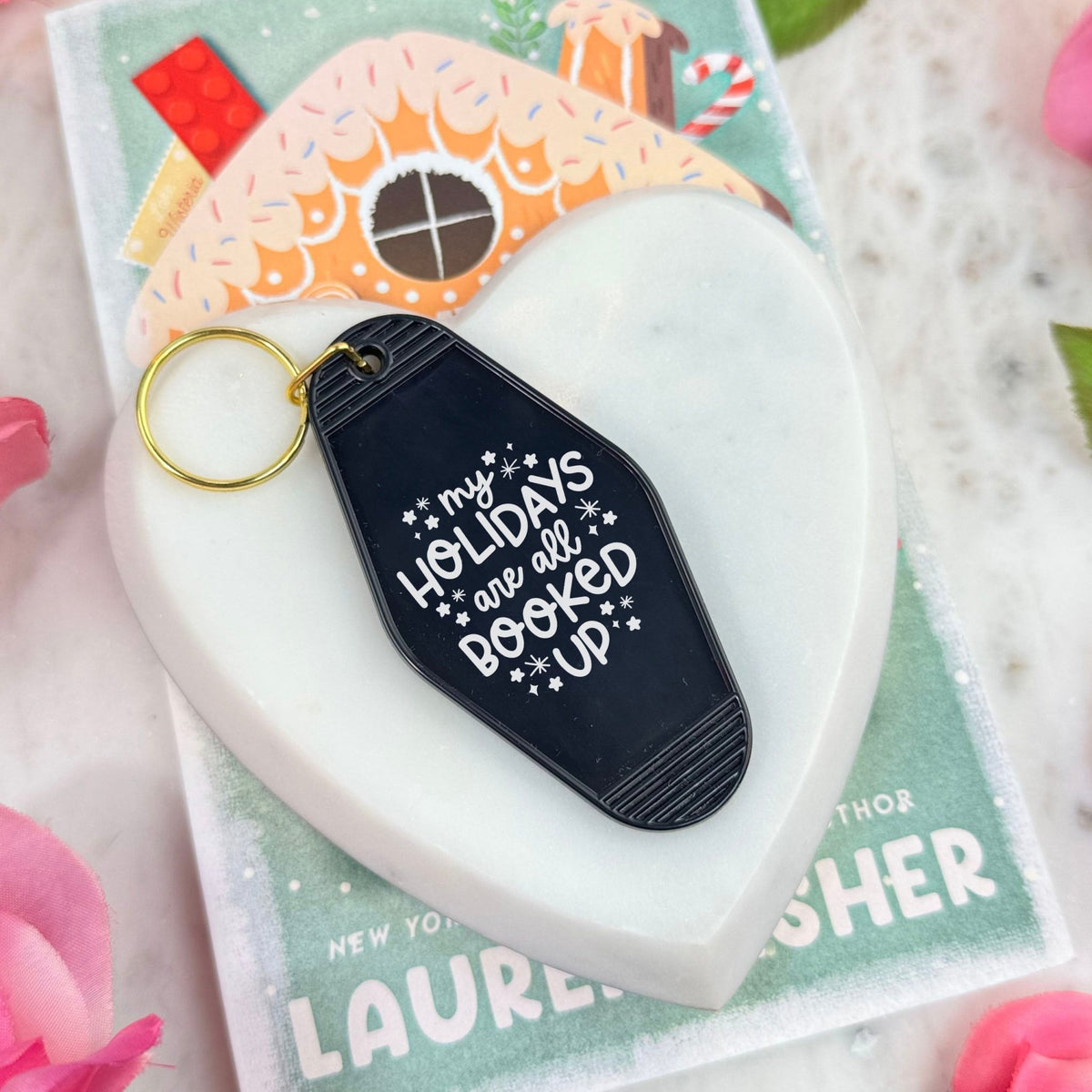 My Holidays Are All Booked Up Keychain – Festive Bookish Motel Keychain for Readers - Starry Skies Austin