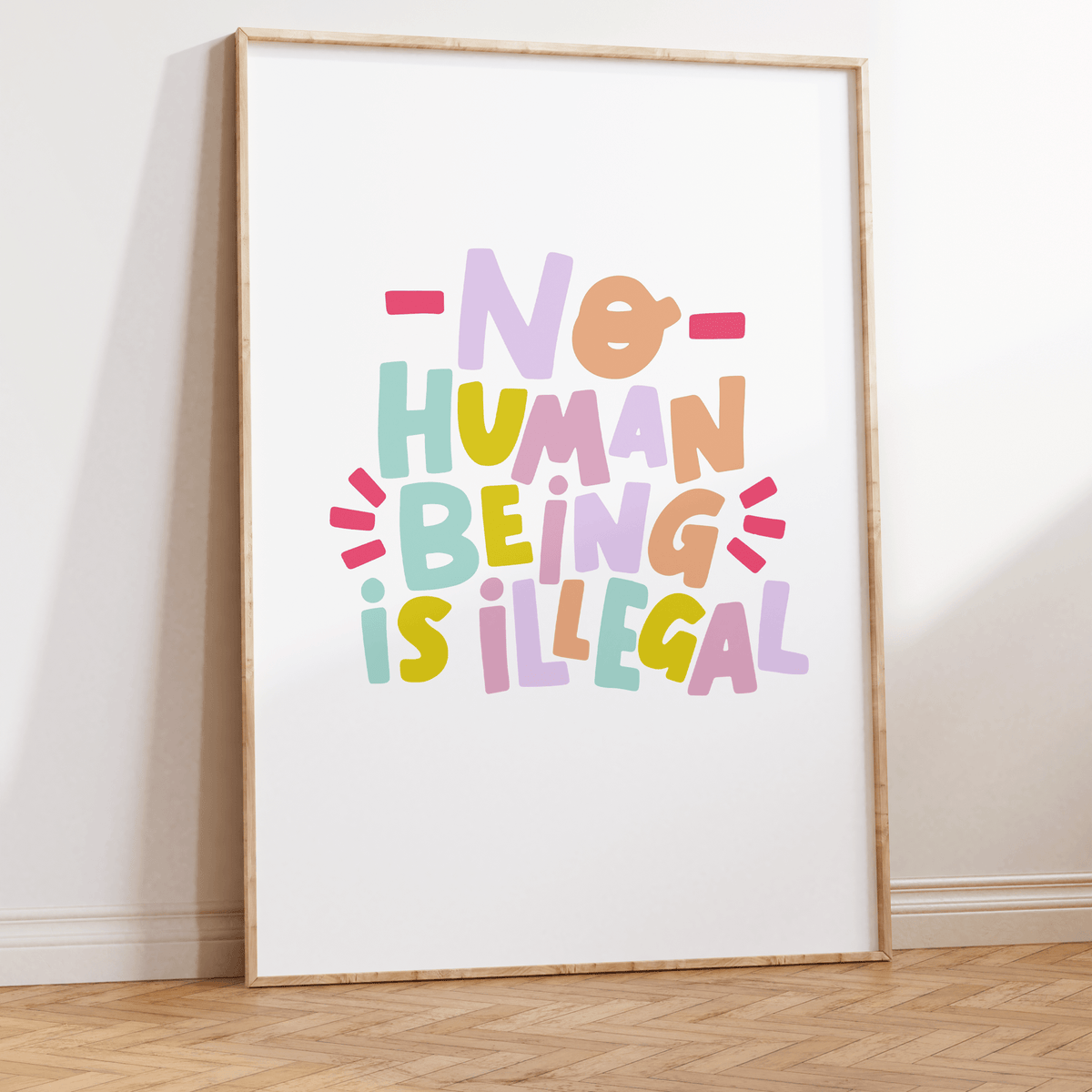 No Human Being is Illegal Unframed Art Print - Starry Skies Austin