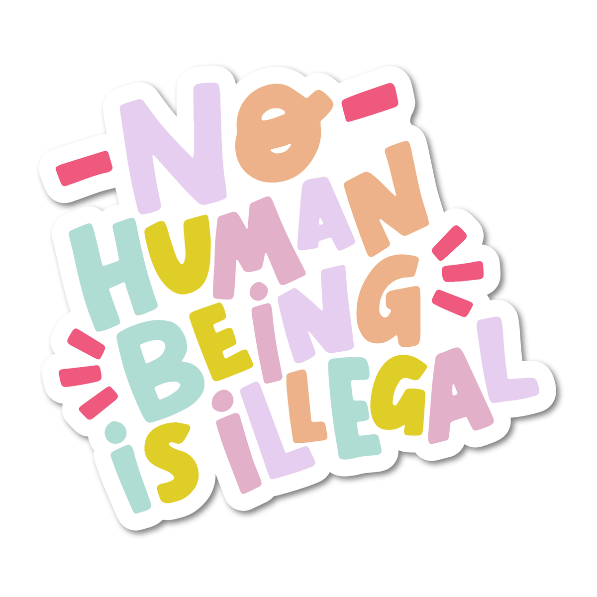 No Human Being is Illegal Vinyl Sticker - Starry Skies Austin