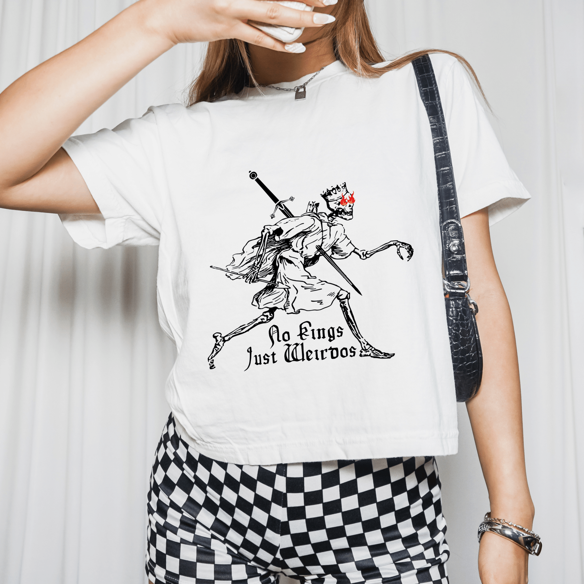 No Kings Just Weirdos Graphic Crop Tee - Starry Skies Austin