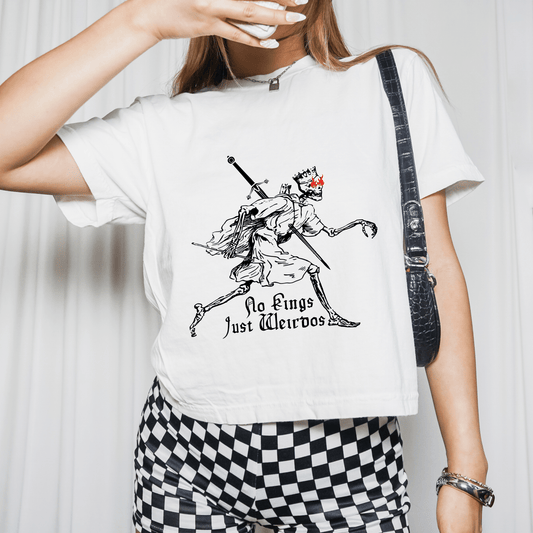 No Kings Just Weirdos Graphic Crop Tee - Starry Skies Austin