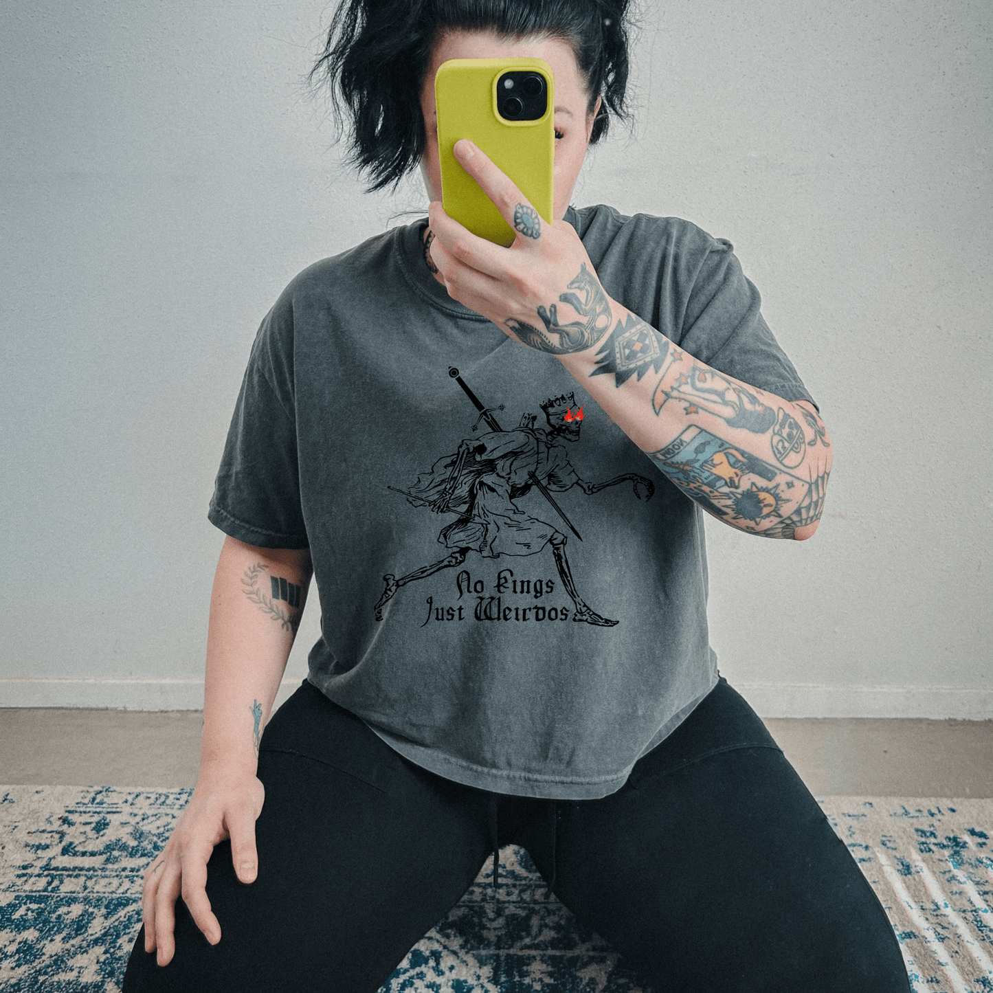 No Kings Just Weirdos Graphic Crop Tee - Starry Skies Austin