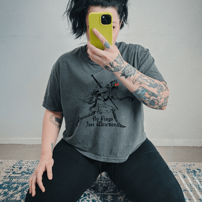 No Kings Just Weirdos Graphic Crop Tee - Starry Skies Austin