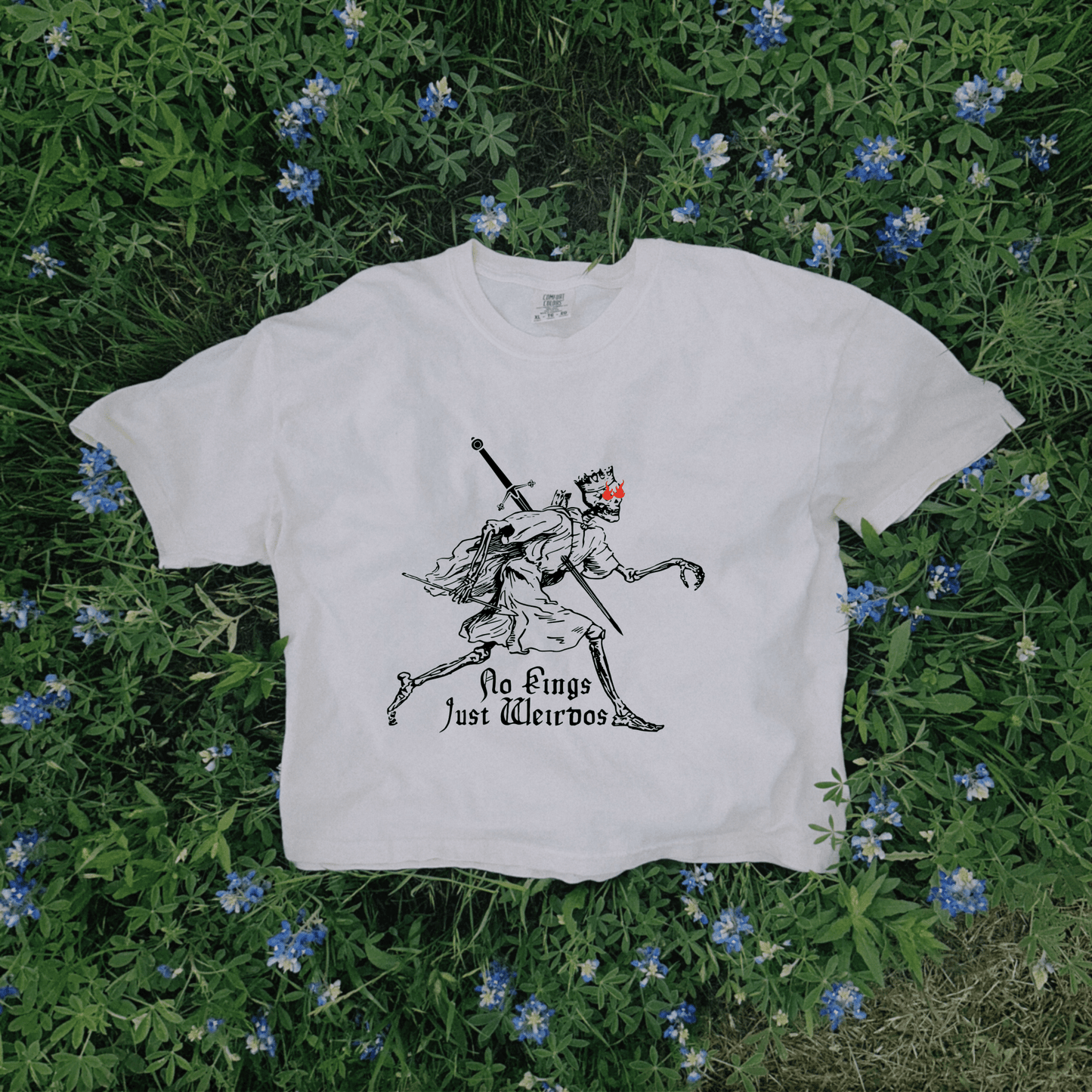 No Kings Just Weirdos Graphic Crop Tee - Starry Skies Austin