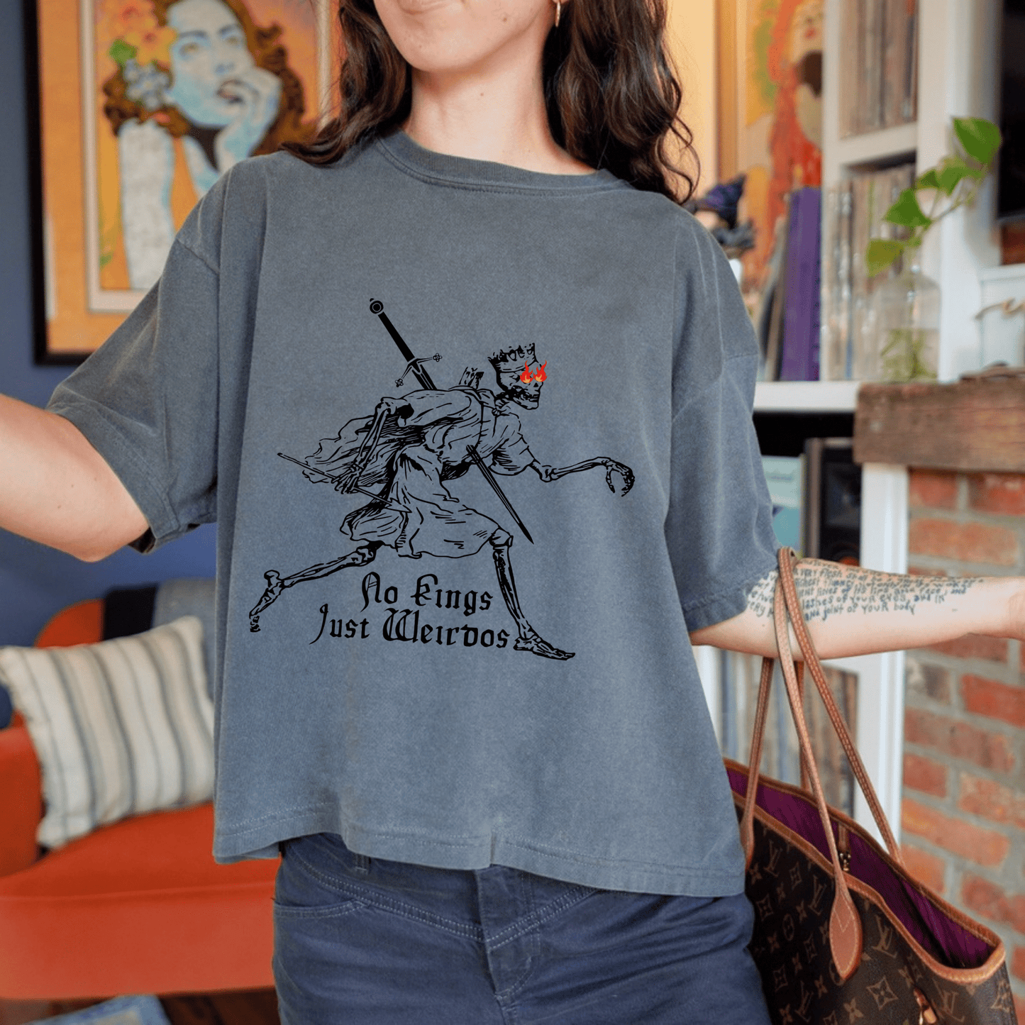 No Kings Just Weirdos Graphic Crop Tee - Starry Skies Austin