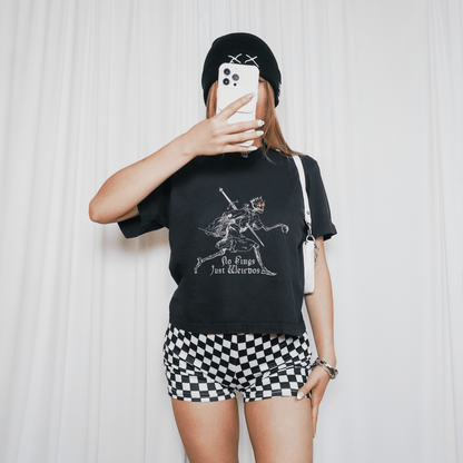 No Kings Just Weirdos Graphic Crop Tee - Starry Skies Austin