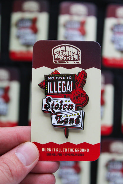 No One is Illegal on Stolen Land Pin - Starry Skies Austin
