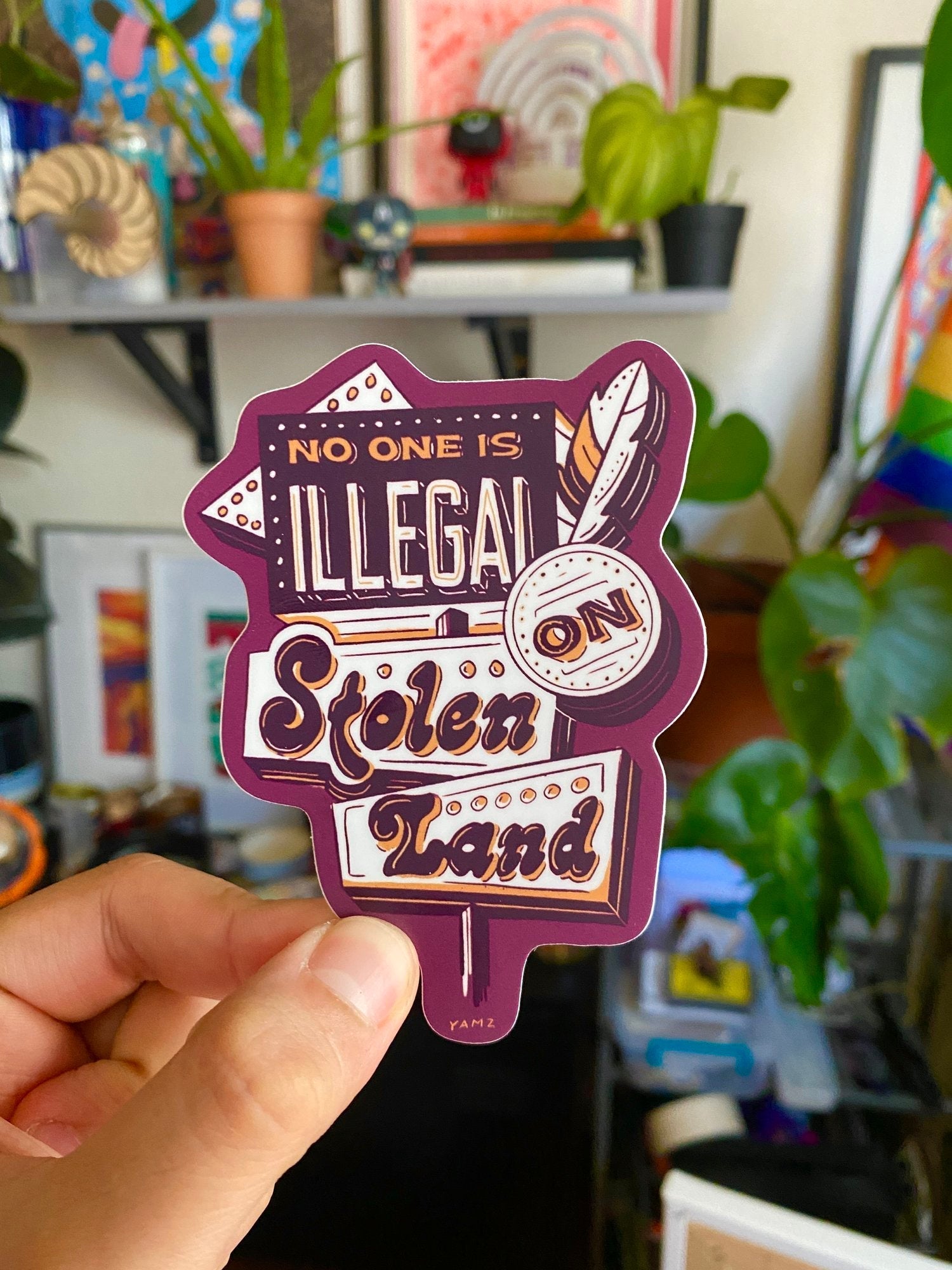 No One is Illegal on Stolen Land Sticker - Starry Skies Austin
