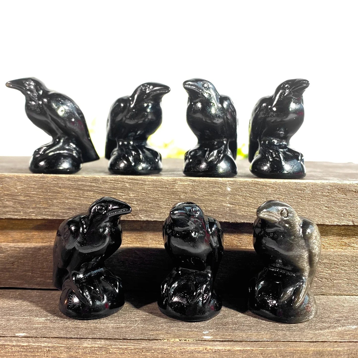 Obsidian Raven Statue - Starry Skies Austin