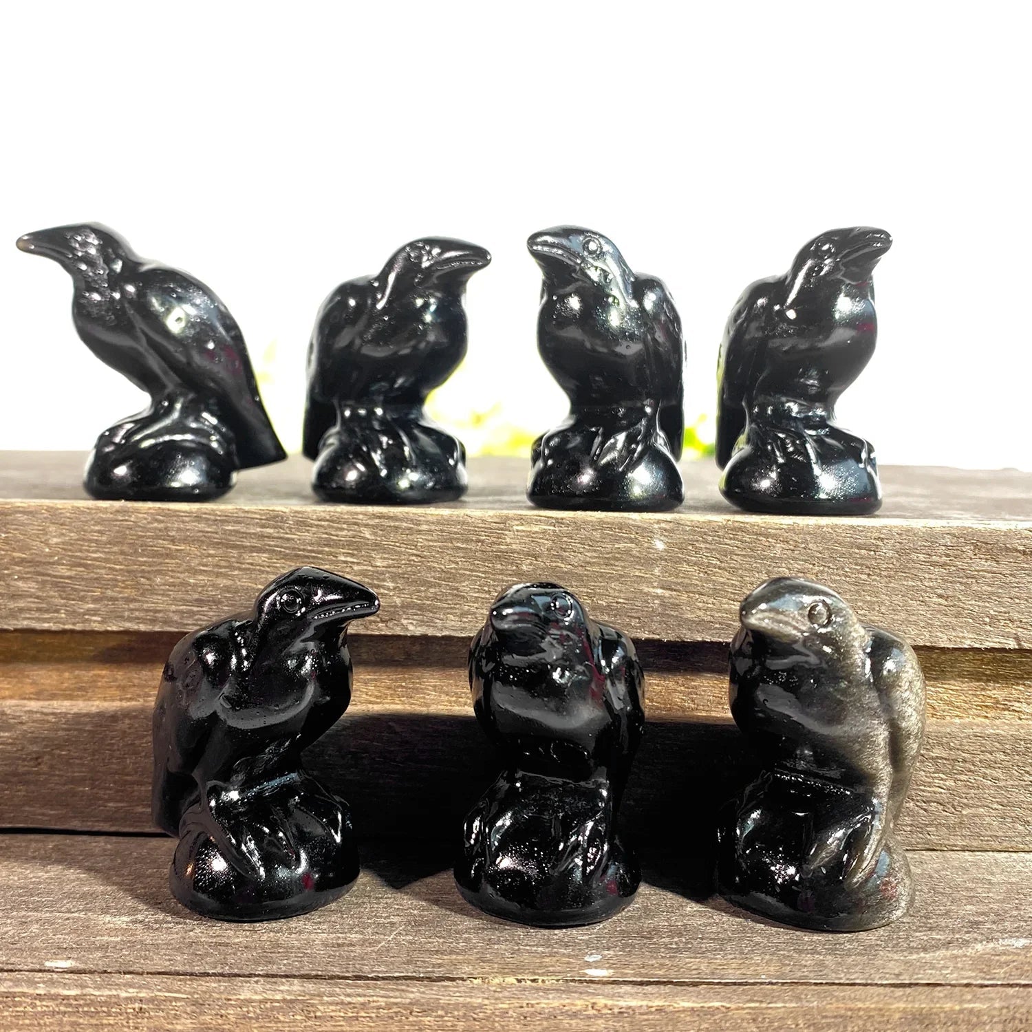 Obsidian Raven Statue - Starry Skies Austin