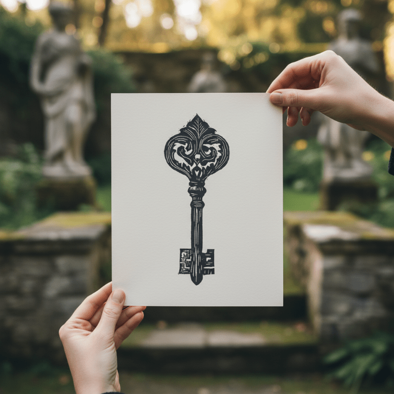 Ornate Medieval Key Fine Art Print Archival Reproduction - Starry Skies Austin
